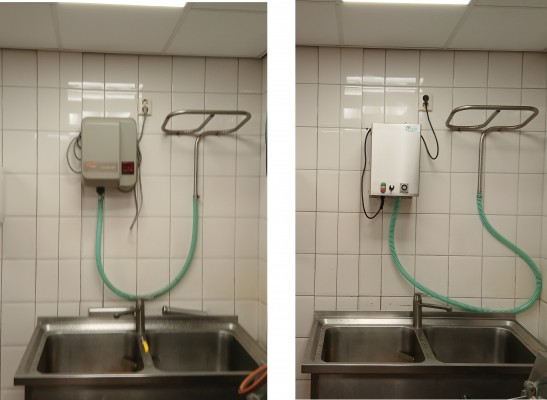 Groentewassers (rechts de nieuwe) De nieuwe en oude groentewasser naast elkaar
