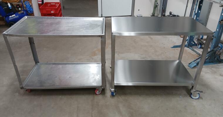 RVS plateauwagen met 2 plateaus (5) - Tolkamp snijkeukentechniek