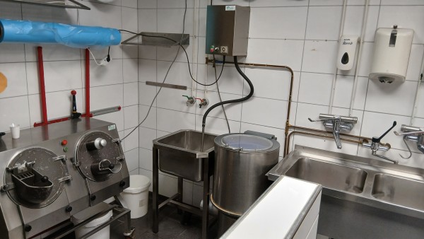 Groentewasser met enkele bak in snijkeukenopstelling